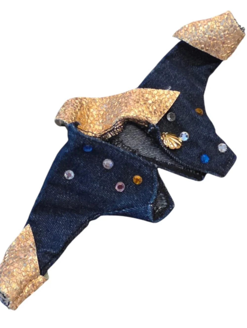 Barbie 1994 Super Talk Barbie Denim Embellished Jacket Gold Trim